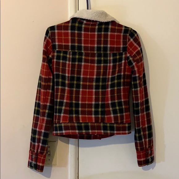 Red Flannel Jacket with Sherpa Collar - Picture 2 of 5